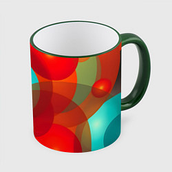Кружка 3D Оптическая абстракция с кругами, цвет: 3D-зеленый кант