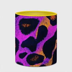 Кружка 3D Неоновый леопардовый узор, цвет: 3D-белый + желтый — фото 2