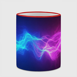 Кружка 3D Звуковая волна неоновый узор, цвет: 3D-красный кант — фото 2