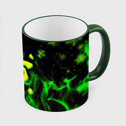 Кружка 3D Doom кислотный снег в огне лого, цвет: 3D-зеленый кант