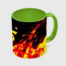 Кружка 3D Doom огненное лого, цвет: 3D-белый + светло-зеленый