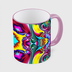 Кружка 3D Абстракция узор фракталы, цвет: 3D-розовый кант