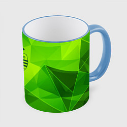 Кружка 3D Sporting green poly, цвет: 3D-небесно-голубой кант