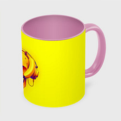 Кружка 3D Yellow bananas skull - cyberpunk, цвет: 3D-белый + розовый