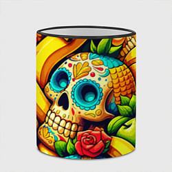 Кружка 3D Colorfull skulls and bananas - pop art pattern, цвет: 3D-черный кант — фото 2