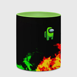 Кружка 3D Амонг ас огненная текстура, цвет: 3D-белый + светло-зеленый — фото 2