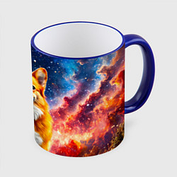 Кружка 3D Корги и космическое небо, цвет: 3D-синий кант