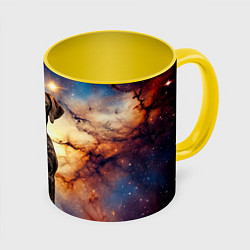 Кружка 3D Курцхаар и космос, цвет: 3D-белый + желтый
