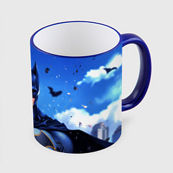 Кружка 3D Бэтмен синее небо, цвет: 3D-синий кант