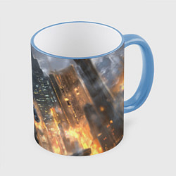 Кружка 3D Бэтмен - старый стиль, цвет: 3D-небесно-голубой кант