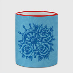 Кружка 3D Штурвал и три розы, цвет: 3D-красный кант — фото 2