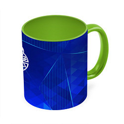 Кружка 3D Disturbed blue poly, цвет: 3D-белый + светло-зеленый