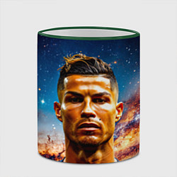Кружка 3D Криштиану Роналду в космосе, цвет: 3D-зеленый кант — фото 2