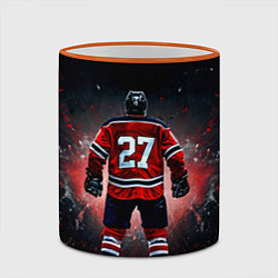 Кружка 3D Хоккеист на черном, цвет: 3D-оранжевый кант — фото 2