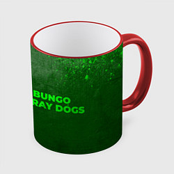 Кружка 3D Bungo Stray Dogs - green gradient по-горизонтали, цвет: 3D-красный кант