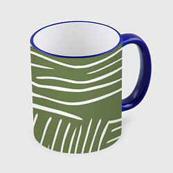 Кружка 3D Полоски зеленой зебры, цвет: 3D-синий кант