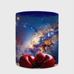 Кружка 3D Боксерские перчатки в космосе, цвет: 3D-белый + синий — фото 2