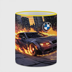 Кружка 3D BMW максимальная скорость, цвет: 3D-желтый кант — фото 2