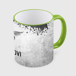 Кружка 3D Bon Jovi - white gradient, цвет: 3D-светло-зеленый кант