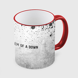 Кружка 3D System of a Down - white gradient по-горизонтали, цвет: 3D-красный кант