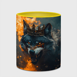 Кружка 3D Злой волк в огне, цвет: 3D-белый + желтый — фото 2