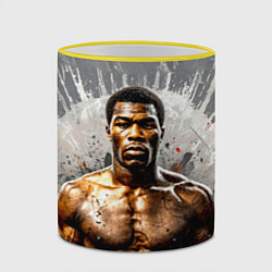 Кружка 3D Мухаммед Али на сером, цвет: 3D-желтый кант — фото 2