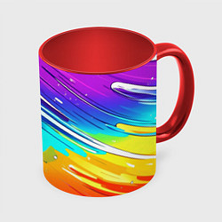 Кружка 3D Радужные брызги краски текстура, цвет: 3D-белый + красный