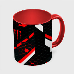 Кружка 3D Monster energy sport geometry, цвет: 3D-белый + красный