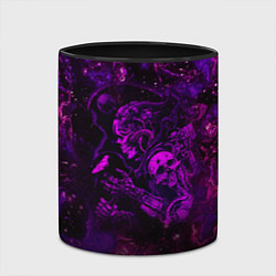 Кружка 3D Неоновый самурай в космосе, цвет: 3D-белый + черный — фото 2