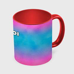 Кружка 3D Inzoi розово-голубой фон, цвет: 3D-белый + красный