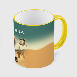 Кружка 3D Слон кактус - брейнрот мем, цвет: 3D-желтый кант