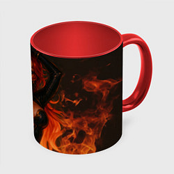 Кружка 3D Горячая пиро архонт Мавуика - Genshin Impact, цвет: 3D-белый + красный