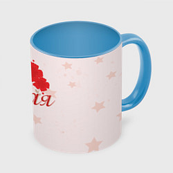Кружка 3D 9 мая со звездами, цвет: 3D-белый + небесно-голубой