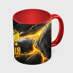 Кружка 3D Россия черно-желтый фон, цвет: 3D-белый + красный
