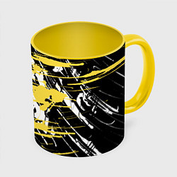 Кружка 3D Желтая краска на черном, цвет: 3D-белый + желтый