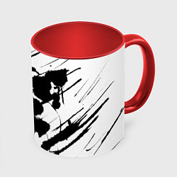 Кружка 3D Брызги и штрихи черной краски, цвет: 3D-белый + красный