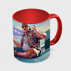 Кружка 3D Кэл Хэмптон Gta 6, цвет: 3D-белый + красный