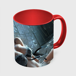 Кружка 3D Брюнетка в воде, цвет: 3D-белый + красный