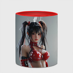 Кружка 3D Азиатская девушка в красном латексе, цвет: 3D-белый + красный — фото 2
