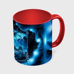 Кружка 3D Водный дракон - голубое сияние, цвет: 3D-белый + красный