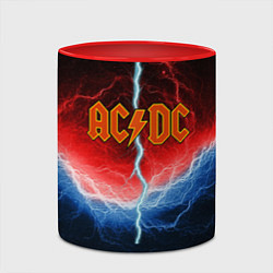 Кружка 3D ACDC лого и молнии, цвет: 3D-белый + красный — фото 2