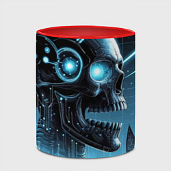 Кружка 3D Cyberpunk skull - metropolis neon glow, цвет: 3D-белый + красный — фото 2