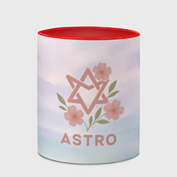 Кружка 3D Astro логотип с цветочками, цвет: 3D-белый + красный — фото 2