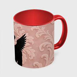 Кружка 3D JinJin Astro с черными крыльями, цвет: 3D-белый + красный