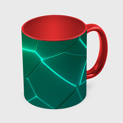Кружка 3D Зеленые неоновые плитки, цвет: 3D-белый + красный