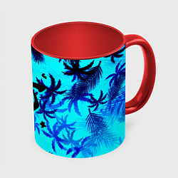 Кружка 3D Doom неоновые тропики, цвет: 3D-белый + красный