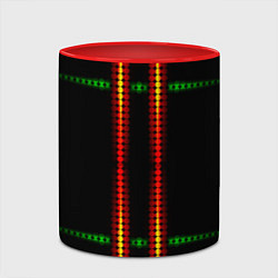 Кружка 3D Neon black green circles, цвет: 3D-белый + красный — фото 2