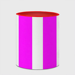Кружка 3D Color white pink line, цвет: 3D-белый + красный — фото 2