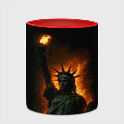 Кружка 3D Статуя свободы в огне, цвет: 3D-белый + красный — фото 2