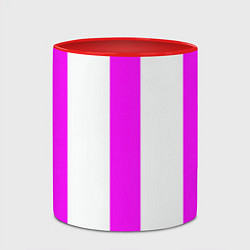 Кружка 3D Color white pink lines, цвет: 3D-белый + красный — фото 2